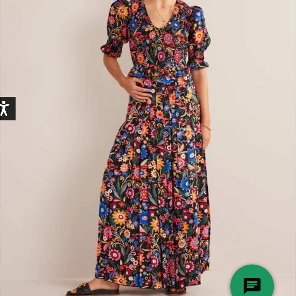 Boden Plated Palazzo Trousers Floral Pants Women Size 14 UK 10 US